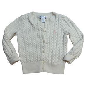 Ralph Lauren Cable Knit Cardigan sz 18 M Cream Sweater
